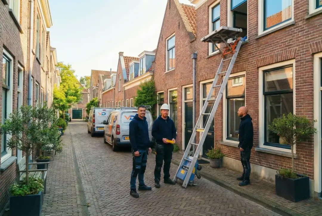 Team aan het werk met een GEDA-opbouwlift.